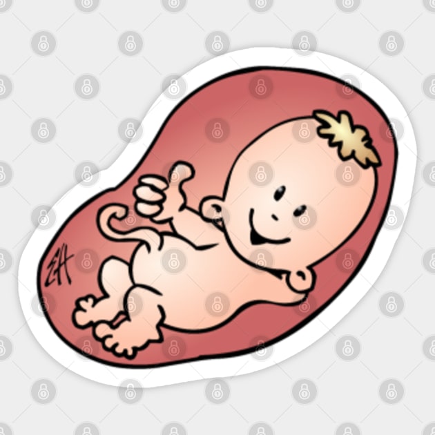 Baby in its mothers pregnant belly Sticker by Cardvibes